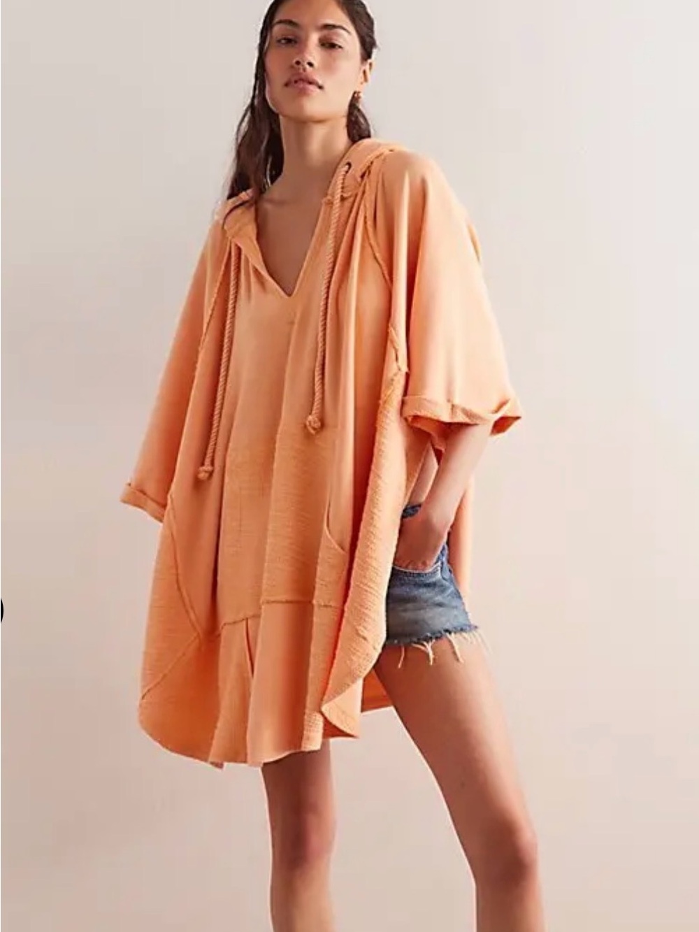 Free People We the Free So Fresh Poncho Size XS/Small Oversized . Pumpkin Orange